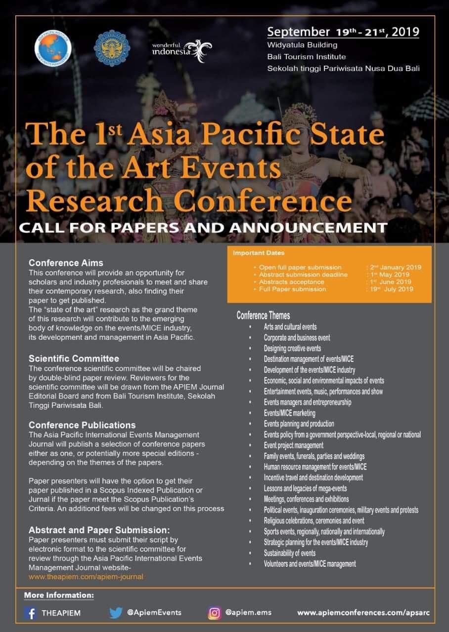 1st Asia Pacific State of the Art Events Research Conference